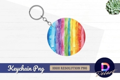 Rainbow watercolor circle Round Keychain PNG Product Image 1