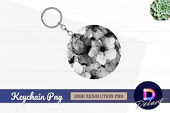 Abstract ink floral Round Keychain PNG Product Image 1