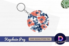 Watercolor floral pattern Round Keychain PNG Product Image 1
