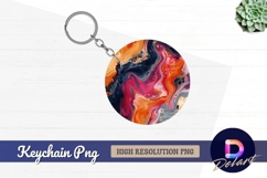 Colorful abstract acrylic pour Round Keychain PNG Product Image 1