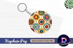 Retro colorful circles Round Keychain PNG Product Image 1