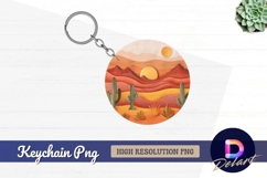 Desert sunset scene Round Keychain PNG Product Image 1