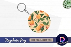 Peach fruit watercolor pattern Round Keychain PNG Product Image 1