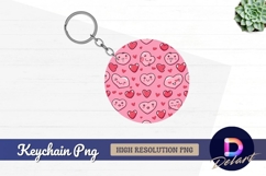 Cartoon hearts pattern Round Keychain PNG Product Image 1