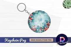 Floral round design background Round Keychain PNG Product Image 1