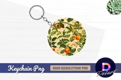 Orange tree illustration Round Keychain PNG Product Image 1