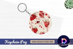 Strawberry splatter Round Keychain PNG Product Image 1