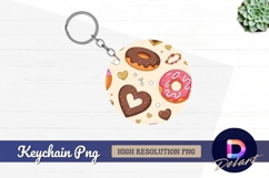 Donut and heart Round keychain png Product Image 1