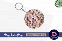 Purple flowers and dried herbs Round Keychain PNG Product Image 1