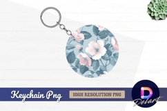 Floral pattern with pale pink flowers Round Keychain PNG Product Image 1