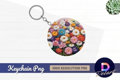 Colorful daisy flower field Round keychain png Product Image 1
