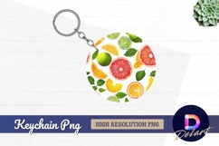 Citrus fruits illustration Round Keychain PNG Product Image 1