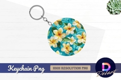 Frangipani flowers seamless pattern Round Keychain PNG Product Image 1