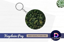 Green leaves pattern Round Keychain PNG Product Image 1
