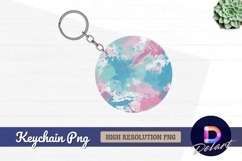 Abstract pink blue watercolor Round Keychain PNG Product Image 1