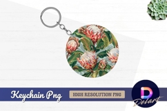 Protea flowers and leaves Round Keychain PNG Product Image 1