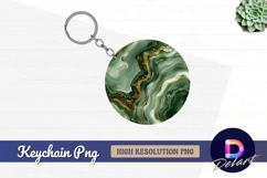 Green and gold abstract Round Keychain PNG Product Image 1