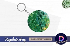 Abstract green paint swirl round keychain png Product Image 1