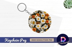 Daisy flowers floral design round keychain png Product Image 1