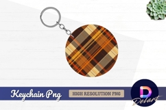 Brown orange plaid round keychain png design Product Image 1