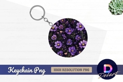 Purple floral pattern round keychain png Product Image 1