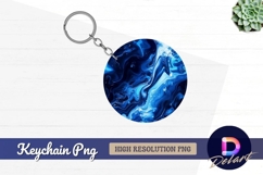 Abstract blue swirls graphic round keychain png Product Image 1