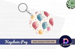 Watercolor balloons seamless pattern round keychain png Product Image 1