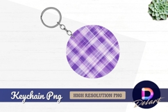 Purple plaid pattern round keychain png Product Image 1