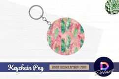Pink watercolor feather Round Keychain PNG Product Image 1