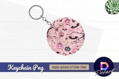 Pink halloween pattern round keychain png Product Image 1