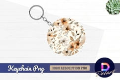 Watercolor floral Round Keychain PNG Product Image 1