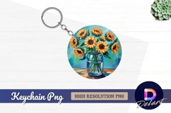 Sunflowers in jar Round Keychain PNG Product Image 1