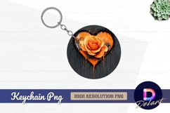 Orange rose with heart Round Keychain PNG Product Image 1
