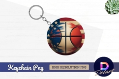 American flag basketball Round keychain png Product Image 1