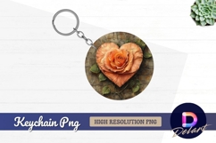 Heart shaped rose on textured background Round Keychain PNG Product Image 1