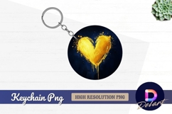 Golden heart on dark blue Round Keychain PNG Product Image 1
