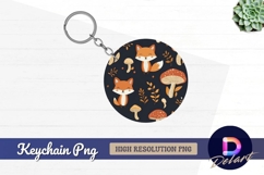 Cute foxes and mushrooms Round Keychain PNG Product Image 1