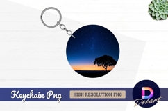Starry night tree round keychain png Product Image 1