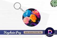 Colorful floral bouquet Round Keychain PNG Product Image 1