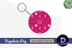 Pink round keychain sun moon stars png Product Image 1