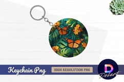 Tropical butterfly illustration Round Keychain PNG Product Image 1