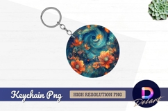 Floral butterfly Round Keychain PNG Product Image 1