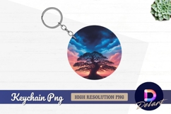 Majestic tree under dramatic sky Round keychain png Product Image 1