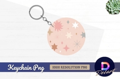 Sun and stars pale pink Round keychain PNG Product Image 1