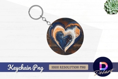Fluid art heart on wood Round Keychain PNG Product Image 1
