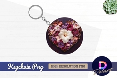 Floral heart shape for round keychain png Product Image 1