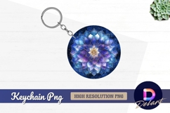 Blue purple floral mandala round keychain png Product Image 1