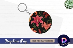 Lily flowers pattern Round keychain png Product Image 1