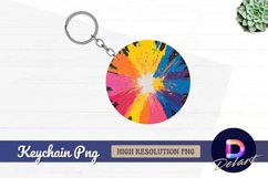 Colorful paint splatter round keychain png Product Image 1
