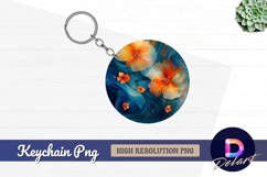 Abstract floral Round Keychain PNG Product Image 1